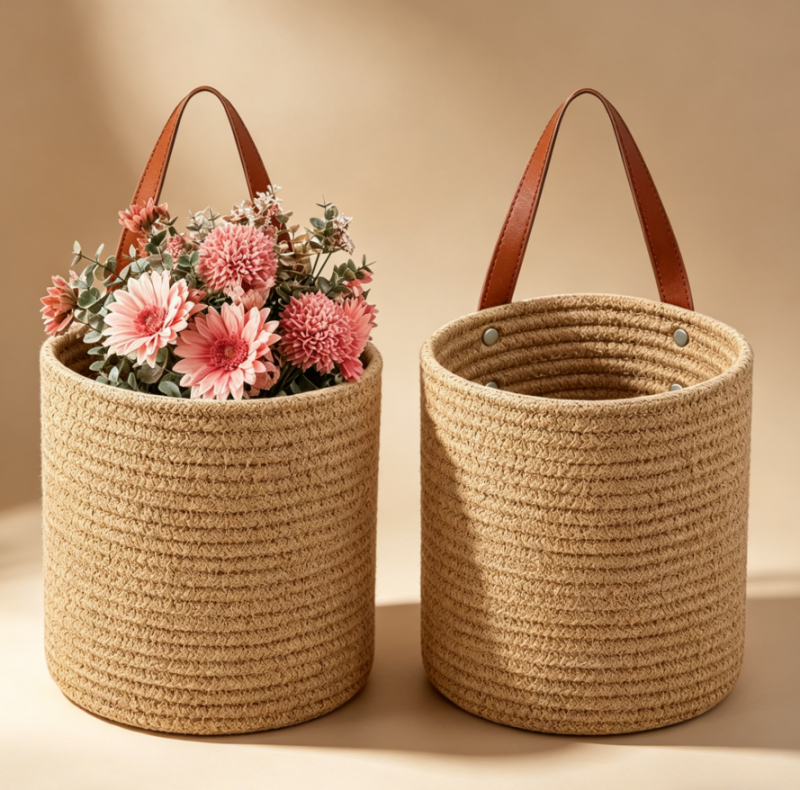2-Pack Small Jute Wall Basket (19.8cm)
