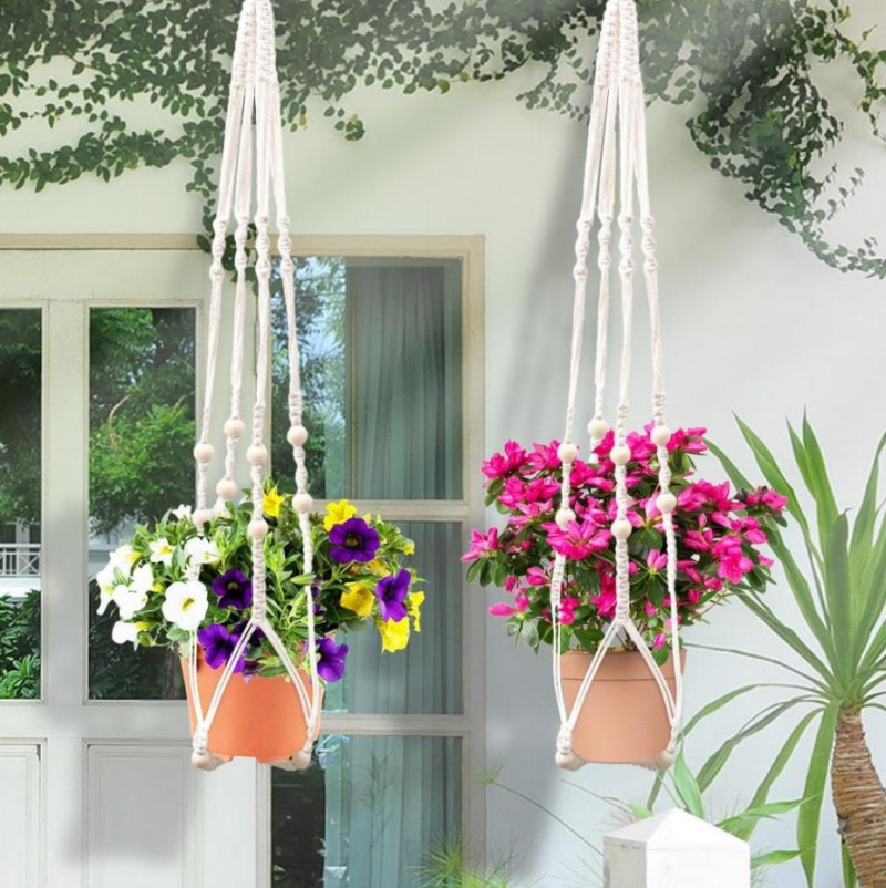 2-Pack Cotton Rope Beaded Plant Hanger (88.9cm)