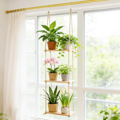 3-Tier Small Window Wood Floating Shelf