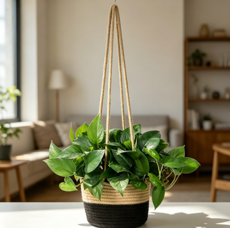 Jute-Black Hanging Planter for 17.8cm Pot